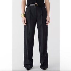 J. Crew Women’s Black Essential Wide Leg Pant Pleated Knit Size 4 BZ289